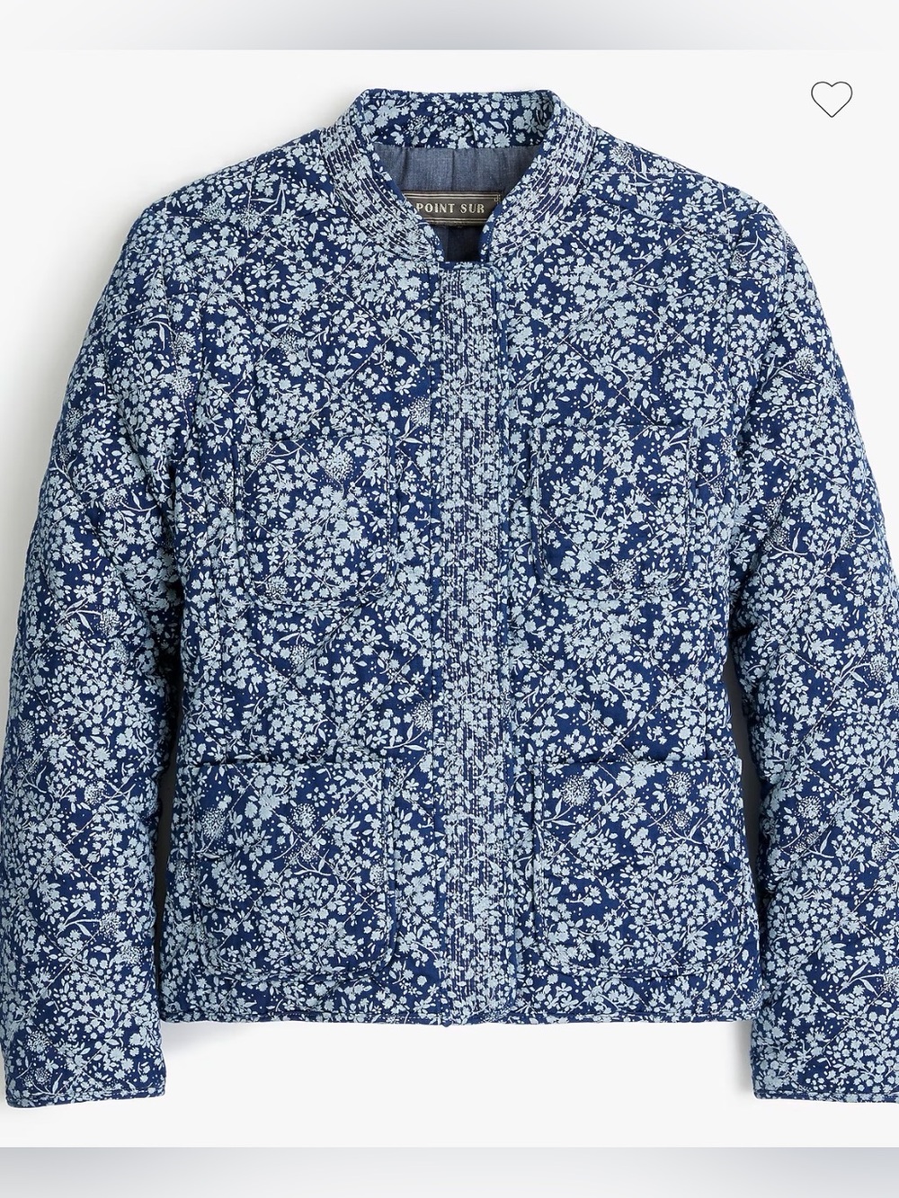 J.Crew Point Sur Quilted Lady Jacket Floral Blue White Medium